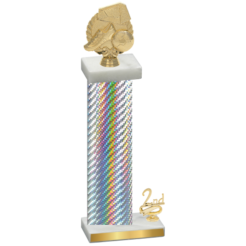 Accented Single Silver Carbon Fiber Second Place Soccer Trophy