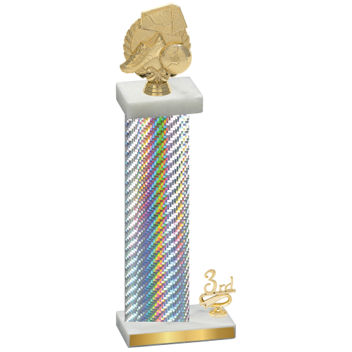 Accented Single Silver Carbon Fiber Third Place Soccer Trophy