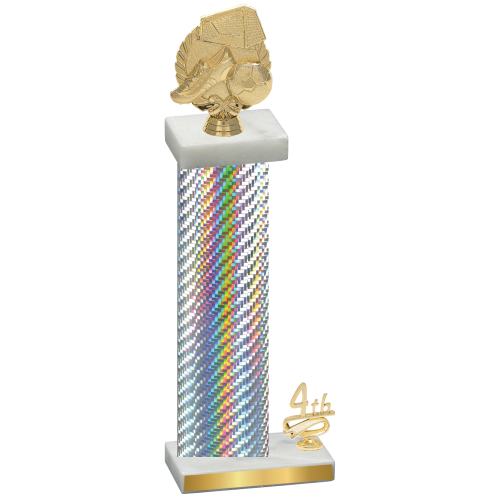 Accented Single Silver Carbon Fiber Fourth Place Soccer Trophy