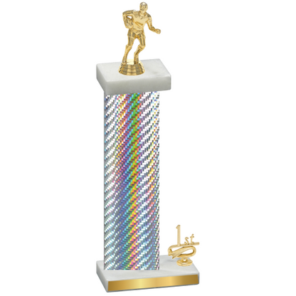 Accented Single Silver Carbon Fiber First Place Rugby Trophy