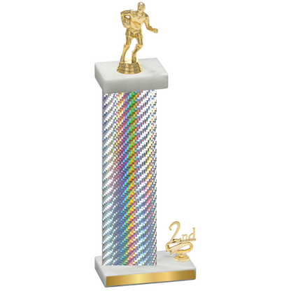 Accented Single Silver Carbon Fiber Second Place Rugby Trophy