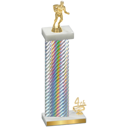 Accented Single Silver Carbon Fiber Fourth Place Rugby Trophy