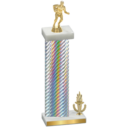 Accented Single Silver Carbon Fiber Victory Rugby Trophy