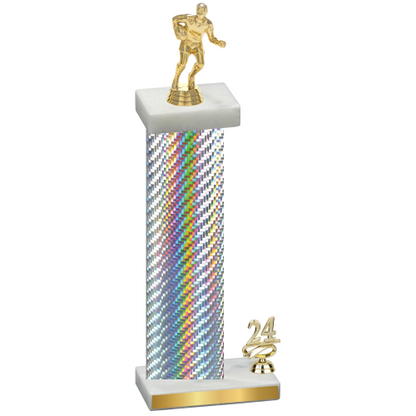 Accented Single Silver Carbon Fiber Year Rugby Trophy