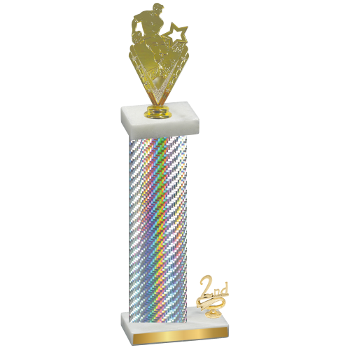 Accented Single Silver Carbon Fiber Second Place Rugby Trophy