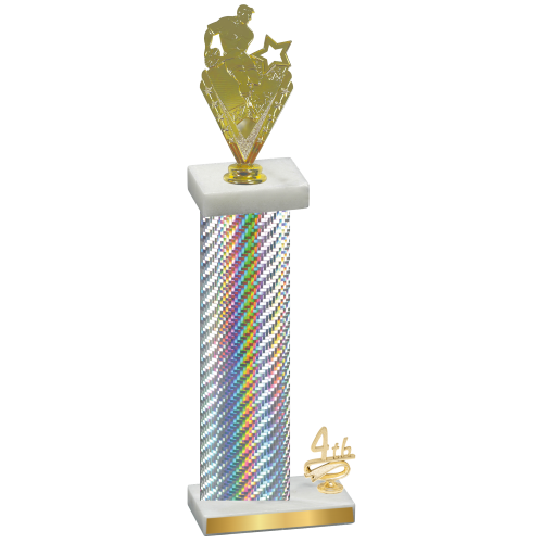 Accented Single Silver Carbon Fiber Fourth Place Rugby Trophy