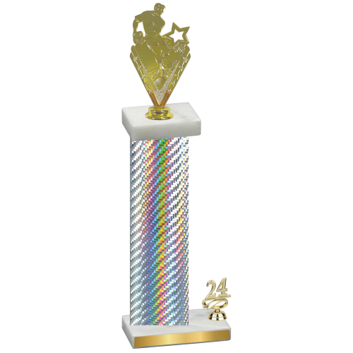 Accented Single Silver Carbon Fiber Year Rugby Trophy