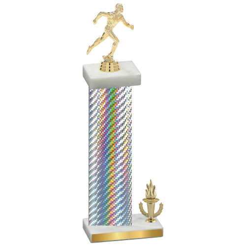 Accented Single Silver Carbon Fiber Victory Running Trophy