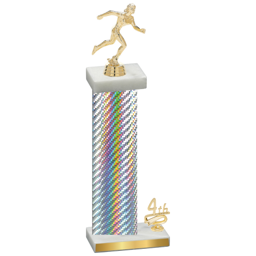 Accented Single Silver Carbon Fiber Fourth Place Running Trophy