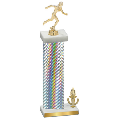 Accented Single Silver Carbon Fiber Victory Running Trophy