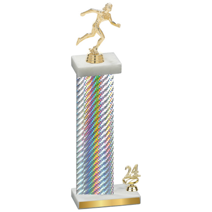 Accented Single Silver Carbon Fiber Year Running Trophy