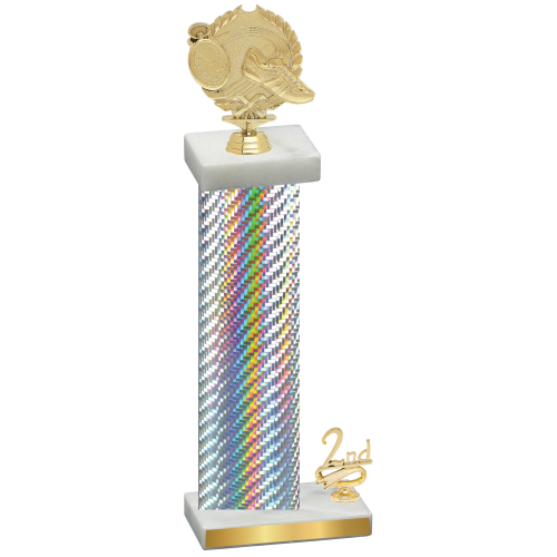 Accented Single Silver Carbon Fiber Second Place Running Trophy