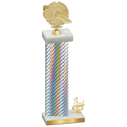 Accented Single Silver Carbon Fiber Third Place Running Trophy