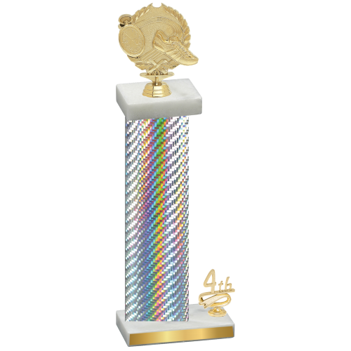 Accented Single Silver Carbon Fiber Fourth Place Running Trophy