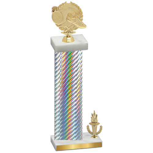 Accented Single Silver Carbon Fiber Victory Running Trophy