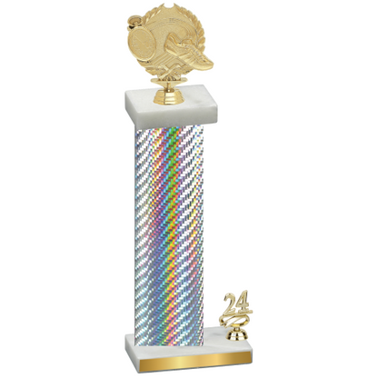 Accented Single Silver Carbon Fiber Year Running Trophy