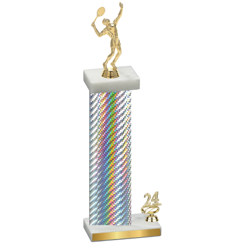 Accented Single Silver Carbon Fiber Year Tennis Trophy