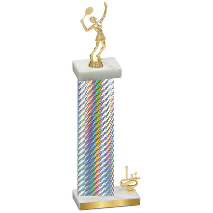 Accented Single Silver Carbon Fiber First Place Tennis Trophy