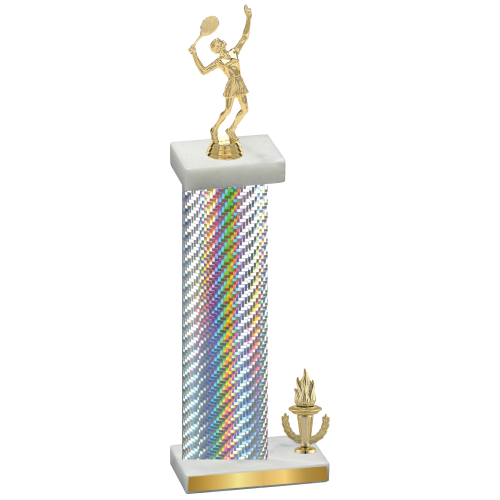 Accented Single Silver Carbon Fiber Victory Tennis Trophy