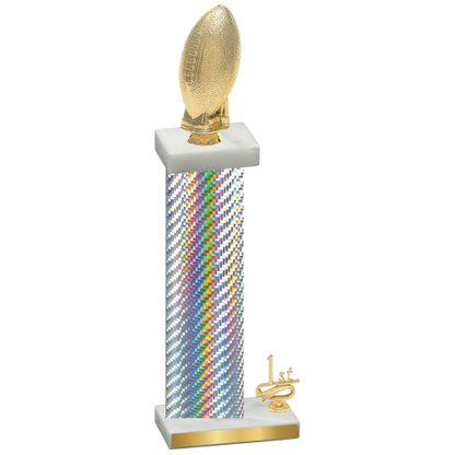 Accented Single Silver Carbon Fiber First Place Football Trophy