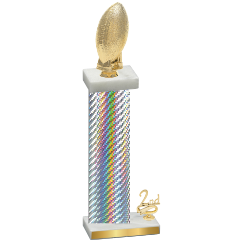 Accented Single Silver Carbon Fiber Second Place Football Trophy