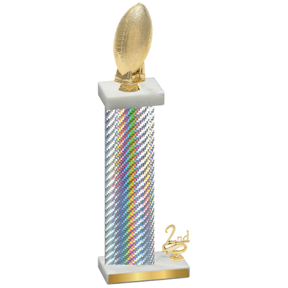 Accented Single Silver Carbon Fiber Second Place Football Trophy