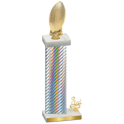 Accented Single Silver Carbon Fiber Third Place Football Trophy