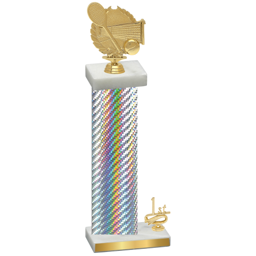 Accented Single Silver Carbon Fiber First Place Tennis Trophy