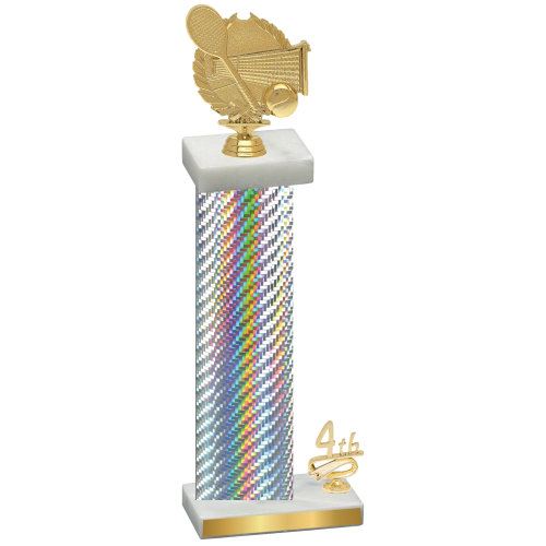 Accented Single Silver Carbon Fiber Fourth Place Tennis Trophy