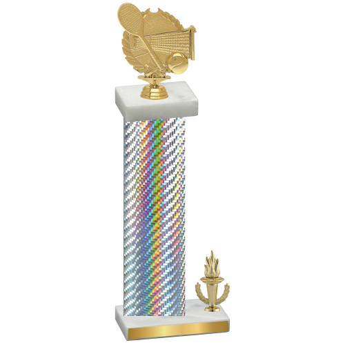 Accented Single Silver Carbon Fiber Victory Tennis Trophy