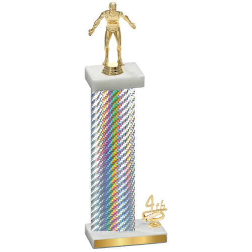 Accented Single Silver Carbon Fiber Fourth Place Wrestling Trophy