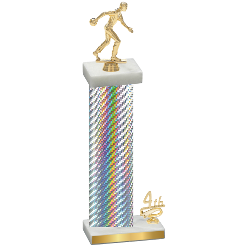 Accented Single Silver Carbon Fiber Fourth Place Bowling Trophy