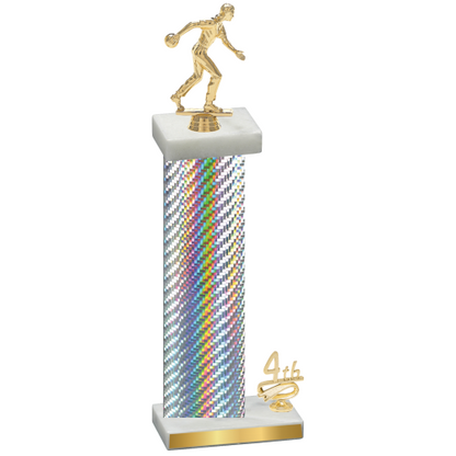 Accented Single Silver Carbon Fiber Fourth Place Bowling Trophy