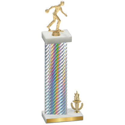 Accented Single Silver Carbon Fiber Victory Bowling Trophy