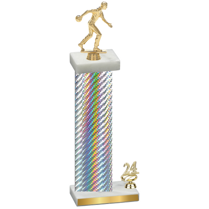 Accented Single Silver Carbon Fiber Year Bowling Trophy