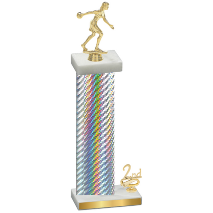 Accented Single Silver Carbon Fiber Second Place Bowling Trophy