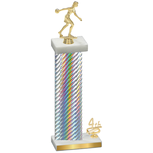 Accented Single Silver Carbon Fiber Fourth Place Bowling Trophy