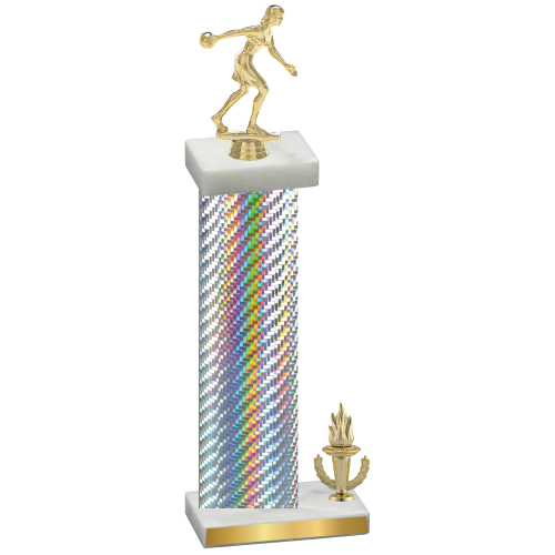 Accented Single Silver Carbon Fiber Victory Bowling Trophy