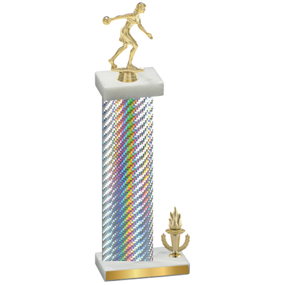 Accented Single Silver Carbon Fiber Victory Bowling Trophy