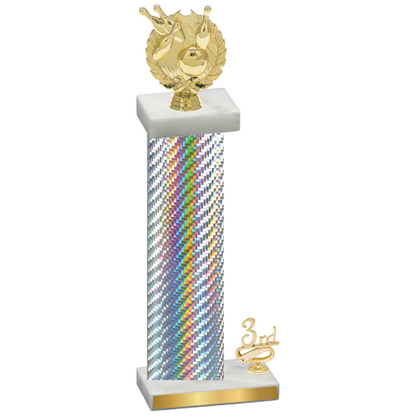 Accented Single Silver Carbon Fiber Third Place Bowling Trophy