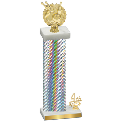 Accented Single Silver Carbon Fiber Fourth Place Bowling Trophy