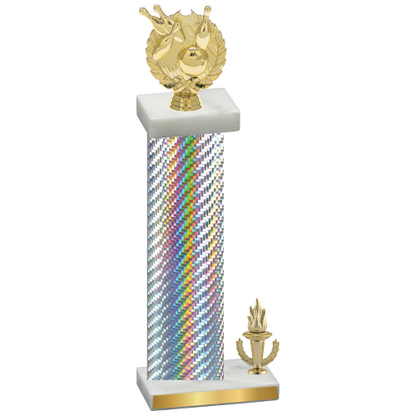 Accented Single Silver Carbon Fiber Victory Bowling Trophy