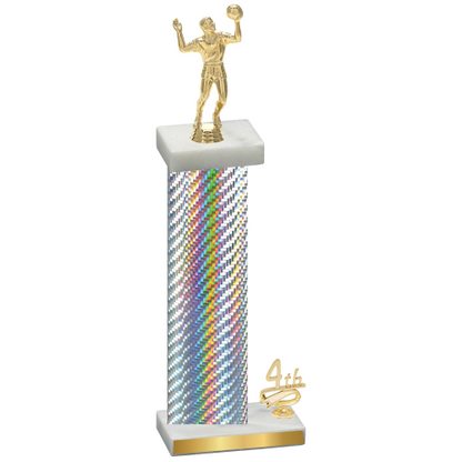 Accented Single Silver Carbon Fiber Fourth Place Volleyball Trophy