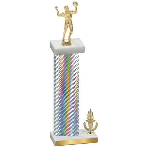 Accented Single Silver Carbon Fiber Victory Volleyball Trophy