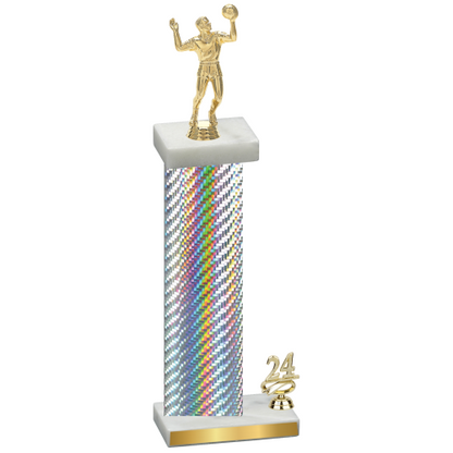 Accented Single Silver Carbon Fiber Year Volleyball Trophy