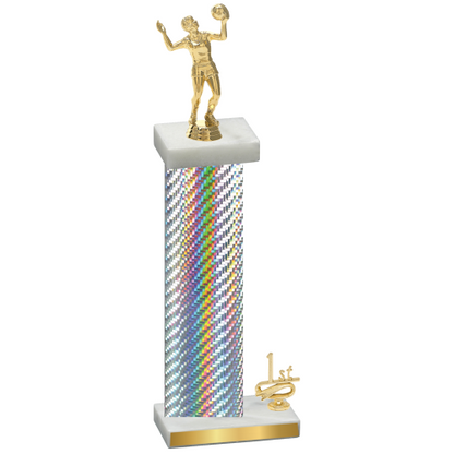 Accented Single Silver Carbon Fiber First Place Volleyball Trophy