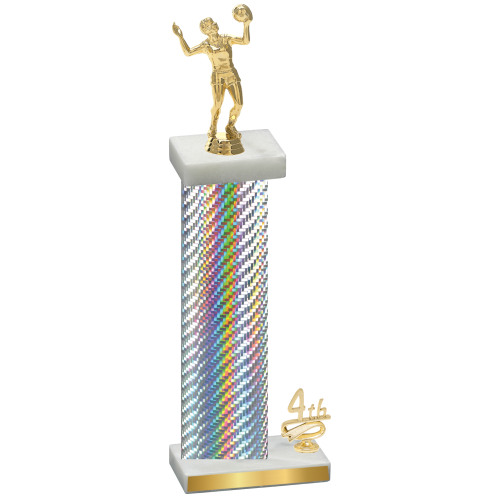 Accented Single Silver Carbon Fiber Fourth Place Volleyball Trophy