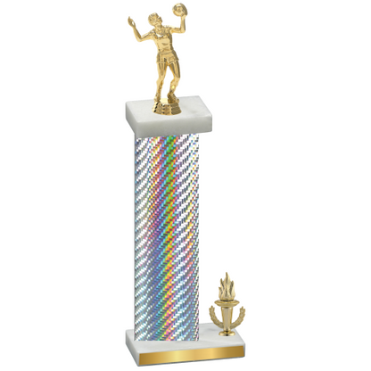 Accented Single Silver Carbon Fiber Victory Volleyball Trophy