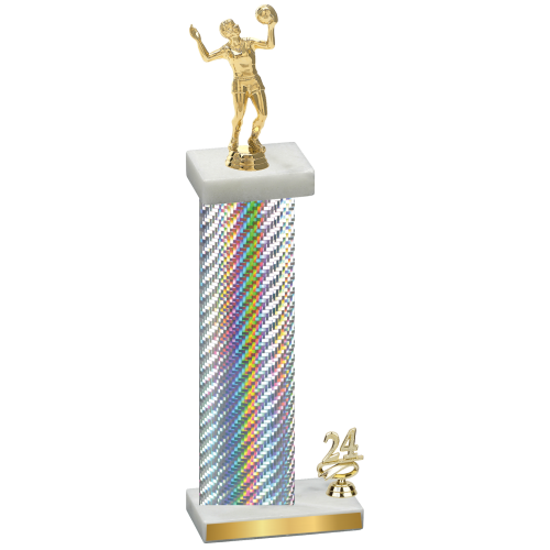 Accented Single Silver Carbon Fiber Year Volleyball Trophy