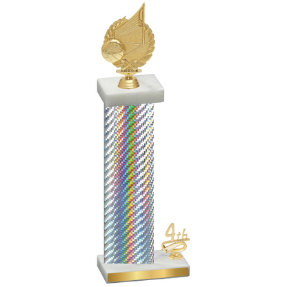 Accented Single Silver Carbon Fiber Fourth Place Volleyball Trophy